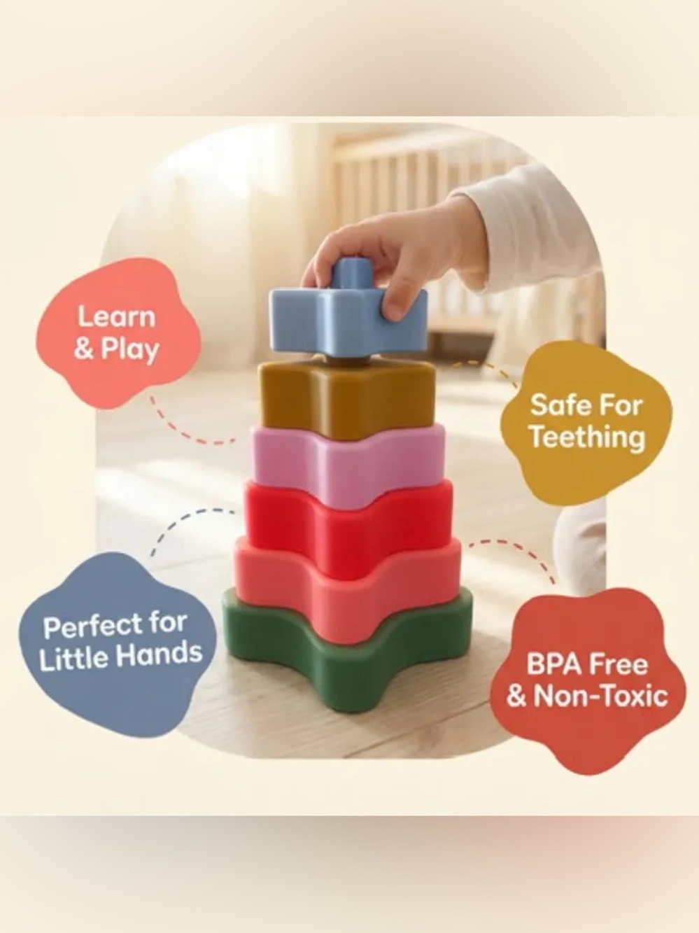 100% food grade silicone stacking toy